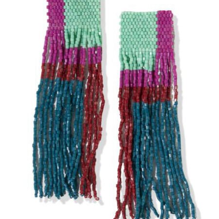 Mint Geo Shapes Belle Fringe Earrings