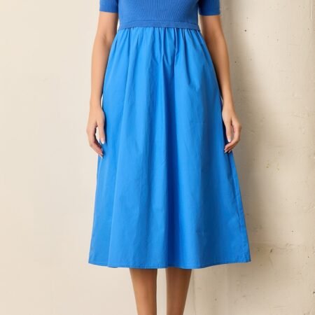 Bonus Blue Mixed Media Dress *S-3XL*