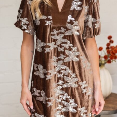 Autumn Butterflies Crushed Velvet Dress *S-L*
