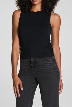 Classic Black Sleek Jersey Ruched Tank *XS-XL*