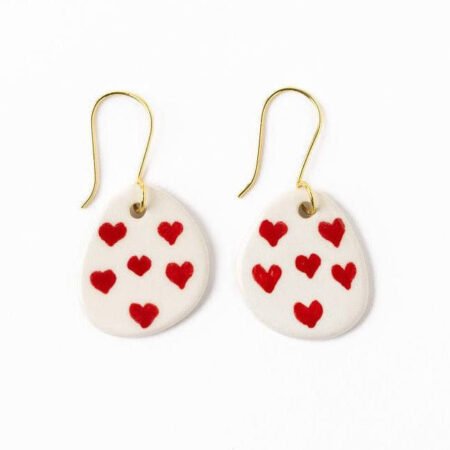Danielle Round Ceramic Earrings with Hearts