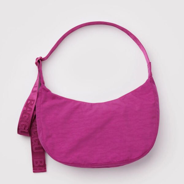 Deep Fuchsia Medium Nylon Crescent Bag