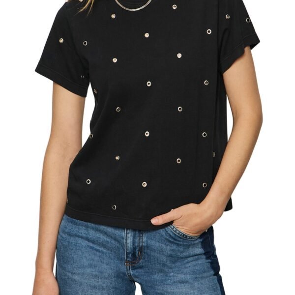Faded Black Grommet Embellished Tee *XS-XL*