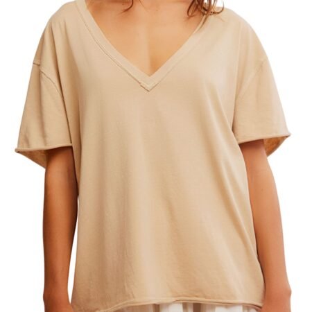 Oat Latte Nina V Neck Tee // Free People *XS-XL*