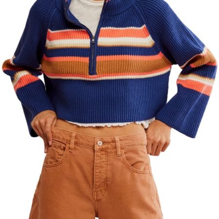 Striped Greta Half Zip // Free People *XS-XL*