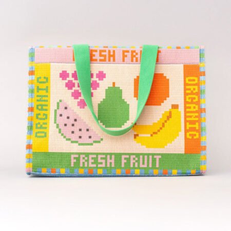 Fruit Tiles Rattan Market Bag