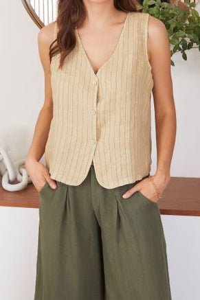 Keaton Pinstripe Linen Vest *XS-L*