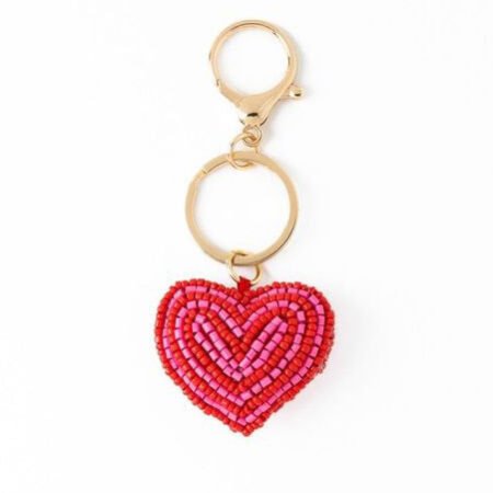 Puffy Heart Beaded Bag Charm