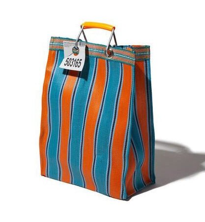 Rectangular Orange x Blue Recycled Plastic Stripe Bag