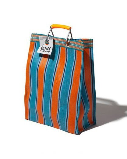 Rectangular Orange x Blue Recycled Plastic Stripe Bag