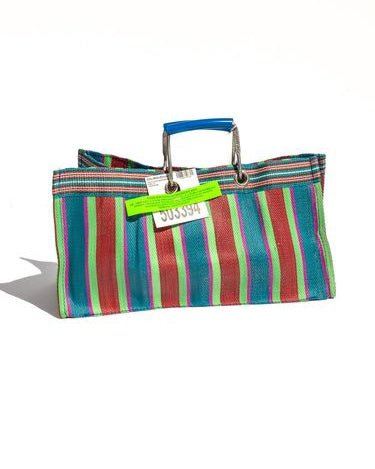 Wide Red x Blue Recycled Plastic Stripe Bag